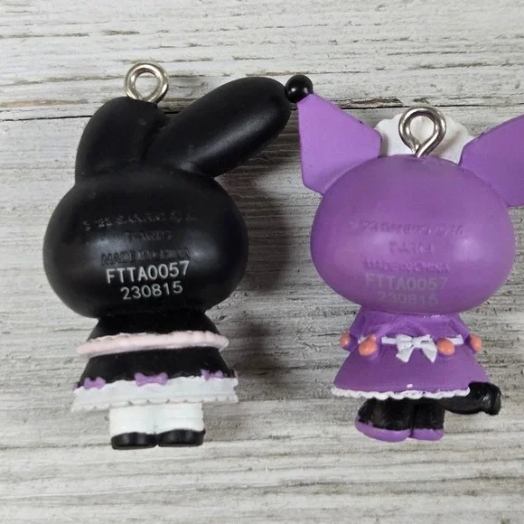 Sanrio My Melody Kuromi Charm Set Kawaii Lolita Goth Keychain Pendant - Picture 6 of 10